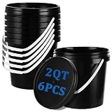 Acrux7 6 Pack 2 Quart Plastic Paint Buckets, Empty Paint Cans with Lids and Handles,...