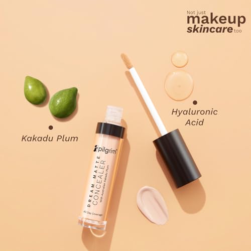 Image of Pilgrim Full Coverage Dream Matte Liquid Concealer 7.3ml | Concealer for Dark Circles with Australian Kakadu Plum & Hyaluronic Acid | Crease resistance & Lightweight | All Day Coverage | Shade Almond