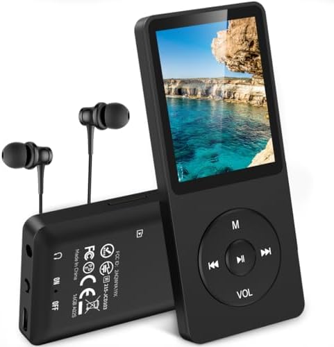 AGPTEK A02 16GB MP3 Player, 70 Hours Playback Lossless Sound Music Player, Supports up to 128GB, Black
