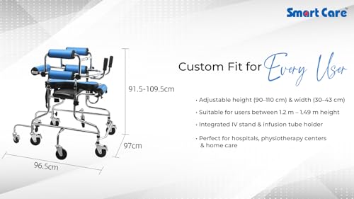 Image of SMARTCARE Hemiplegia Training Walker SC-914K | Adjustable Height & Width, 8-Wheel Stability, Padded Support, Safety Brakes, Elderly & Rehabilitation Assisted Walker | Suitable for User Height (90-110 cm)