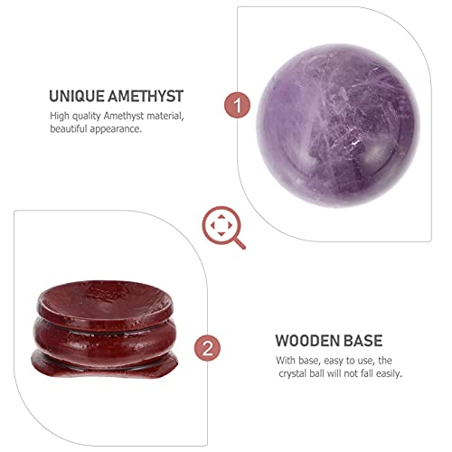 WINOMO Esfera de Cristal Roxo Bola de Pedra Natural de Energia Roxo Enfeite Bola De Cristal Com Base
