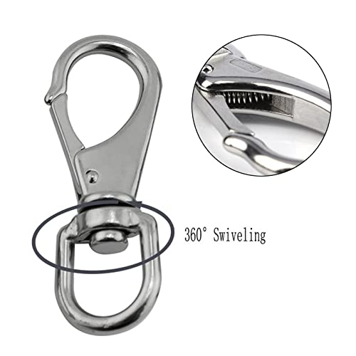BuxiuGK 2 Stück Karabinerhaken mit 360°Grad drehbarem Ösenring,Karabiner Haken Wirbelkarabiner aus Edelstahl Schnapphaken Drehbar Snap Hooks für Hundehalsband Schnellverschluss