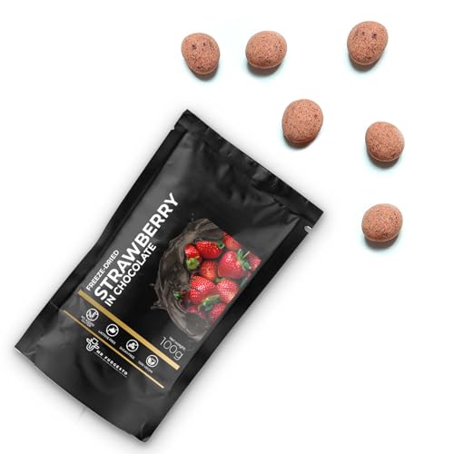 Erdbeeren Gefriergetrocknet in Schokolade - Mr Fudgesto - Premium Genuss - Ohne Zucker - Gesunder Snack - Kakaoüberzogene Nüsse und Früchte - 100g