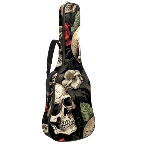 Housse guitare acoustique 109 cm sac à dos étanche Oxford et étui basse crânes