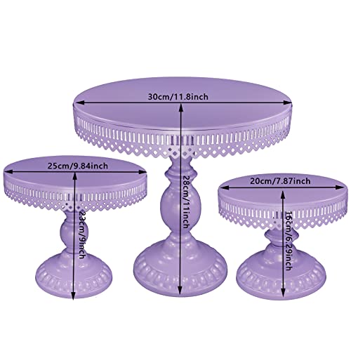 3-Set Cake Stand Round Cake Stands For Wedding Event Birthday Party Halloween Decorations Baby Shower (Purple) #TOP1