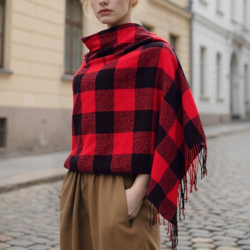 Image of Loritta Winter Scarf for Women, Long Plaid Shawl Wraps Scarves Gifts