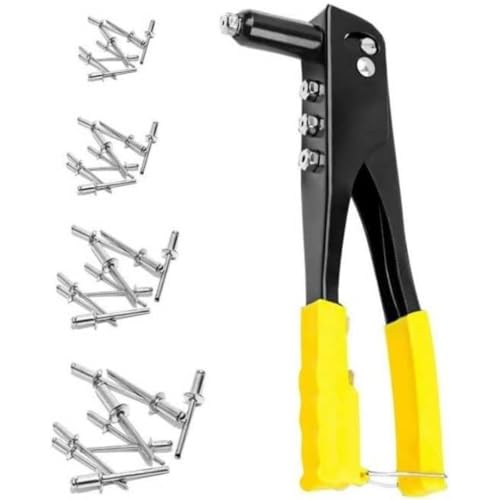 Perçin Tabancası 4 Uçlu Profesyonel Set – 2.4/3.2/4.0/4.8 mm Başlık + 40 Adet Alüminyum Perçin + Anahtar | Metal, Plastik ve Deri Delme ve Sabitleme Aracı