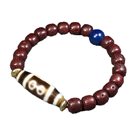 Pulsera de cinabrio amuleto tibetano cuentas Dzi cinco ojos yoga