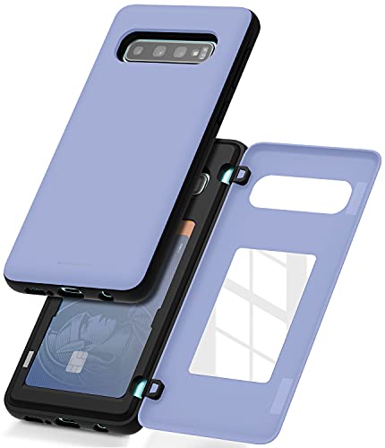 GOOSPERY Magnetic Door Bumper Compatible with Galaxy S10, Card Holder Wallet Case Easy Magnet Auto Closing Protective Dual Layer Sturdy Phone Back Cover - Lilac Purple