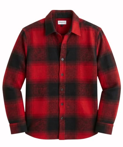 Image of DEEMOON Men's Premium Cotton Flannel Checkered Shirt | Full Sleeve Plaid Casual Button-Down Shirt | Soft Brushed Winter & Autumn Regular Fit, Office & Travel (Available in Plus Size)