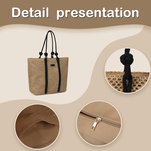 Image of Gladdon Straw Beach Bags for Women Woven Beach Tote Bag Casual Boho Large Shoulder Handbags for Vacation Holiday