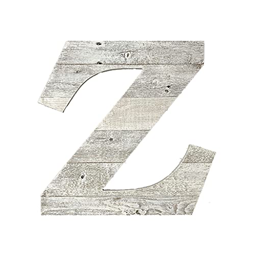 Rustic Barn Wood Letter Z | Distressed Monogram Alphabet Wall Decor | White Wash Finish