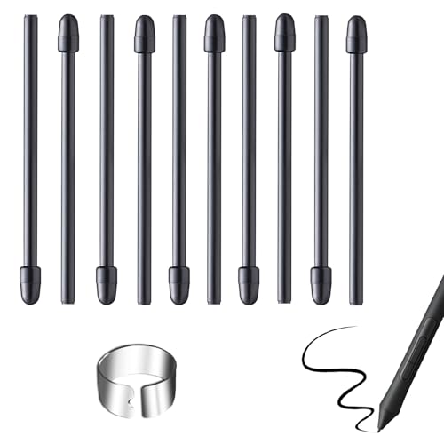 HAPPOW 10 puntas de repuesto para Wacom Pro Pen 2/3D/Slim/Mobile Studio Pro/Cintiq 16/Pro/Intuos Pro/Classic Pen con 1 cambiador, estables y resistentes al desgaste, color negro
