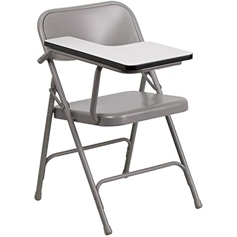 Flash Furniture Ralph Premium Steel Folding Chair with Right Handed Tablet Arm Cover