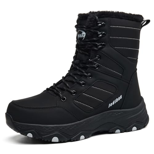 Jedibau Snow Boots for Women Waterproof Mid-Calf Booties Winter Hiking Boot Durable Warm Fur Lined Boot Non-Slip Warm Climbing Shoes Walking, Cold Weather（BLACK-41）