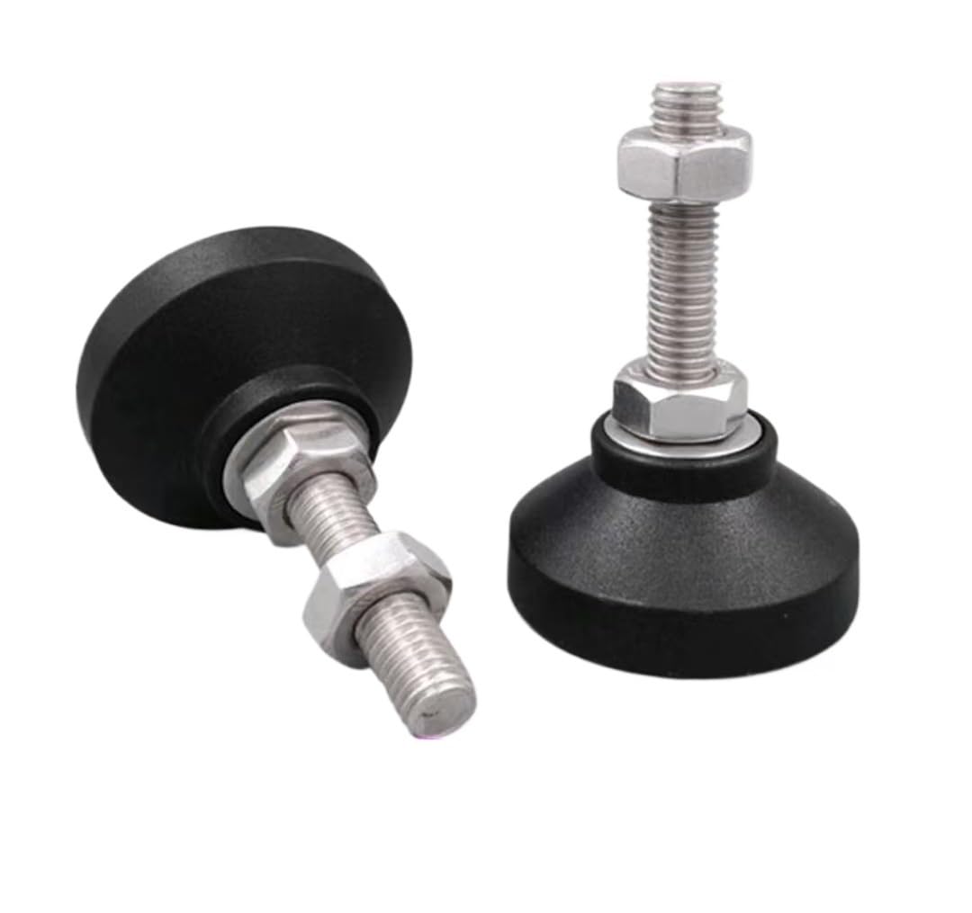 Patas antivibración ajustables D60 D80 para base de goma de piel y tallo de acero inoxidable para mesas de cabi, paquete de 2 unidades (D80 x M16 x 120 mm)