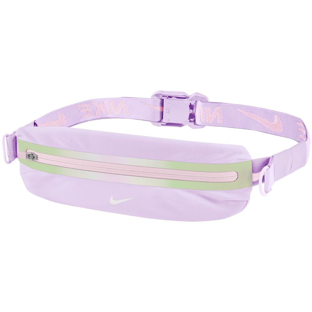 Nike Slim Waistpack 4.0 Running Belt, Waist Bag, Jogging Belt for Smartphone, Keys, Training, Fitness, Running Accessories, Violet Mist/Pink Foam/White, One Size