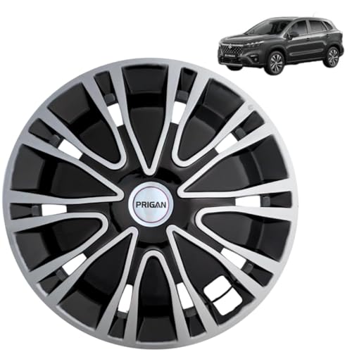 Image of PRIGAN Wheel Cover for Scross Black Silver Wheel Cover 16 inch for Maruti Scross (Set of 4 Pcs) (Press Fitting) Model Name- Drive Black Silver 16
