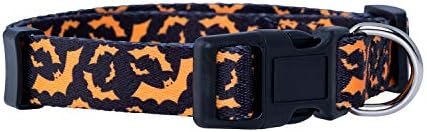Native Pup Halloween Dog Collar (Medium, Orange Bats)