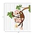 Ambesonne Cartoon Shower Curtain, Funny Monkey Hanging from Tree and Holding Banana Jungle Animals Theme Print, Cloth Fabric Bathroom Decor Set with Hooks, 69