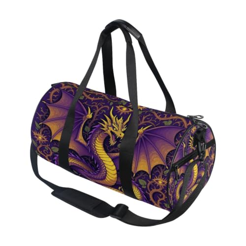 Bolsa de gimnasio ligera con bolsillo interior y estampado original de dragón gótico