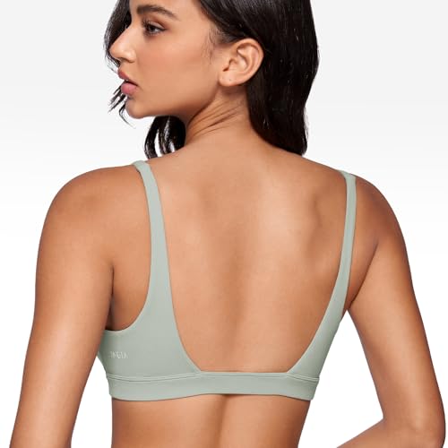Image of INGIA Deep V-Neck Sports Bra Padded U Back Yoga Workout Bra | Low Impact, Fitness, Yoga, Wireless, Workout, Contour, Crop Top, for Women