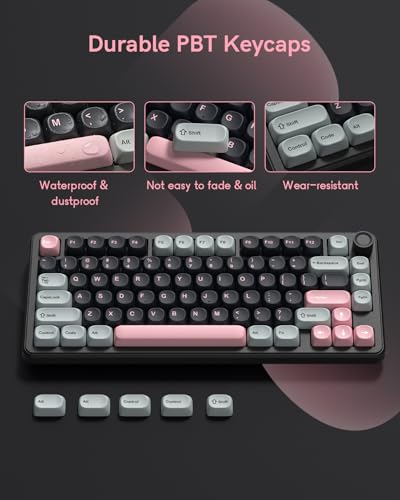 Image of Dye Sublimation PBT Keycap for Mechanical Keyboard, MOA Profile, 126 Keys, Custom Keyboard Keycaps Set, Compatible with MX Cherry Switches and ANSI, 60% /75% /96% /104% Layout, Black & Pink