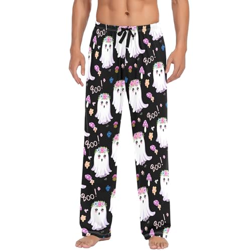 Spirits with Flower Men's Cotton Pajama Pants with Pockets and Drawstring Comfortable and Stylish,S2