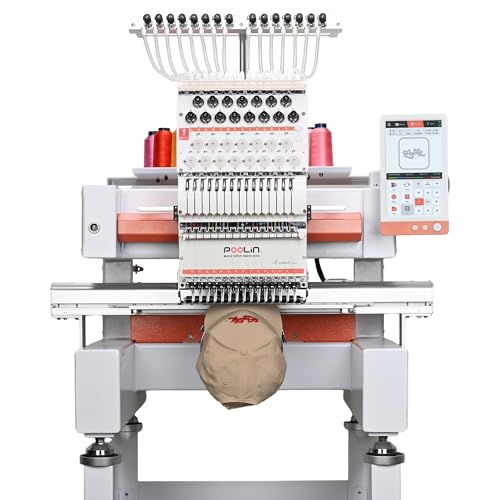 POOLIN EOV 15 Needle Commercial Embroidery Machine, Compact Multi-Needle for Small Business & Home Shop, Cap & Flat Embroidery, InStitch Software, WiFi Transfer, Built for Daily Production