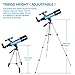 Upchase Telescopio Astronomico, Portátil y Potente Refractor Telescopio, Azul 400/70mm Zoom HD,...
