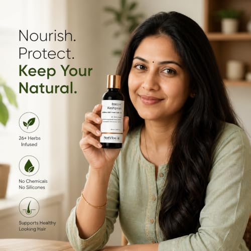 Image of Keshpran Grey Hair Oil for Men & Women | Supports Premature Grey Hair Care, Hair Nourishment & Scalp Health | With 26+ Ayurvedic Herbs | Herbal Hair Oil | 100ml