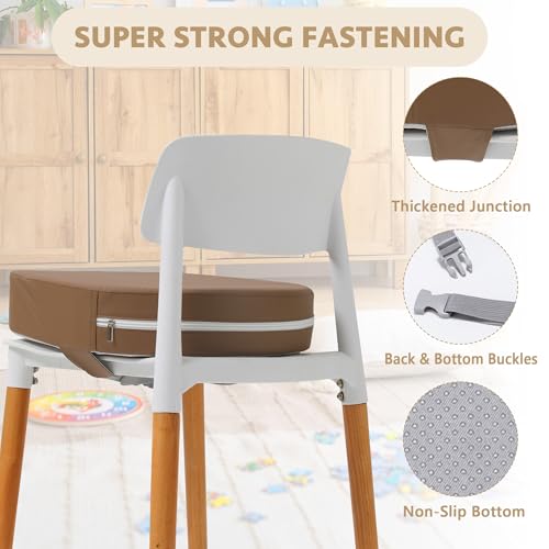 Image of E1F1NN DOT U-Shaped Toddler Booster Seat for Kitchen Chair (Big Size) Dining Table, Portable Waterproof PU Material Kids Booster Seat with Safety Buckles, High Cushion for Travel with Non-Slip Bottom
