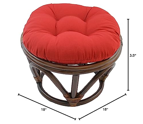 Image of Blazing Needles Solid Twill Round Footstool Cushion, 18 inch, Red