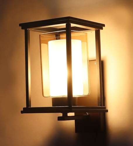 Image of ELIANTE by Jainsons Lights | Kaaf Brown Wood and Iron Wall Light - S | Brown Iron Wall Light | for Living Room, Bedroom, Hallway | E27 Holder | 3 Year Warranty