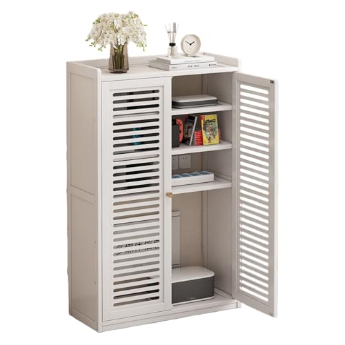 MORLUルーター収納キャビネット、ドア付き、WiFiケーブル隠しラック、リビングルーム収納ラック、ディスプレイキャビネット、整理、多機能収納、調節可能な棚、リビングルーム、寝室、オフィスに最適 (ホワイト,大きい)