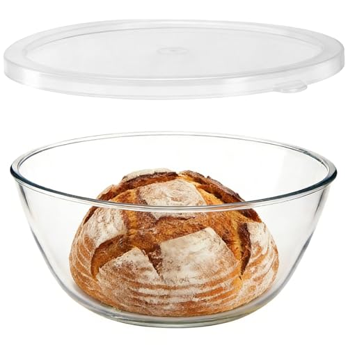 Tazones grandes de vidrio con tapa 4.7QT