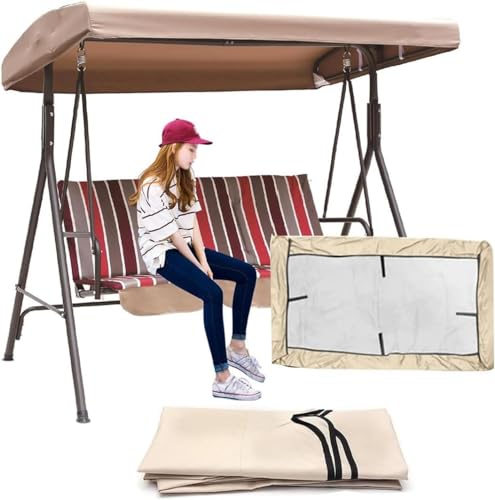 Outdoor Swing Canopy Replacement Cover 3 Seater,Durable Universal Patio Swing Cover,Waterproof Replacement Canopy Top Cover for Garden Swing Chair Patio Hammock(Size:190T:84x48x7/9inch,Color:Beige) -  PQGKOBR, yhqv05n-95-G0OFU1AX-ae71-BEIGE-190T-2