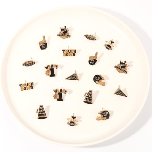 NLCAC 9 Pairs Football Stud Earrings for Women Game Day Football Helmet Touch Down Ear Stud Earrings Team Jewelry4