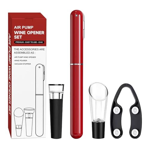 Abridor de vino con bomba de aire – Fácil extracción de corchos, ideal para viajes, bar, cocina, restaurante, hogar, bodas y otras celebraciones.
