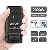 DOACE C8 2000W Travel Voltage Converter Step Down 220V to 110V for Hair Dryer Steam Iron, 8A Power Adapter with All in One UK/AU/US/EU Worldwide Plug Wall Charger for Laptop MacBook Camera Cell Phone