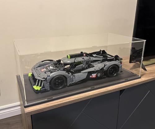 Image of Choowin Acrylic Display Case for Lego Car Display for Lego Porsche 911 McLaren P1 Ferrari SP3 Display Thickened Clear Acrylic Display Cases for Collectibles Assemble Dustproof Display Box(White Base)