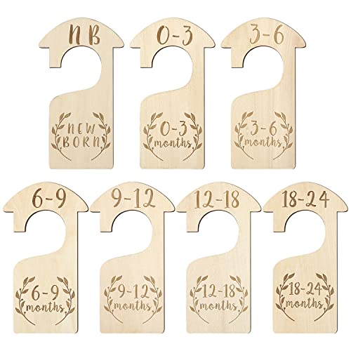 [Upgrade]Premium Wood Baby Closet Dividers Double Sided Set Of 7 From Newborn To 24 Month,Baby Closet Organizers,Nursery Decor,Baby Clothes Organizers (Doublesided-3) #TOP1