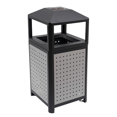 Caneca comercial rectangular con cenicero 38 galones