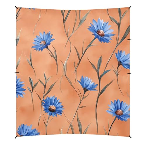 Rustic Cornflowers Terracotta Beach Canopy UPF50+ Protection Lightweight Sun Shelter with Sand Shovel for Family Trips, Picnics & Camping