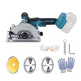 Akku Handkreissäge für Makita 18V, 6200RPM, 0-45° Nebelschnitte, Bürstenlose Elektrische Mini Akku Kreissäge mit 3 Stück 125 mm Sägeblättern für Holz, Weichmetallen und Kunststoffen (ohne Batterie)