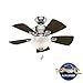 Hunter 34 inch Small Indoor Ceiling Fan with LED Light and Pull Chain - Standard Mount Ceiling Fan, 5 Blades, For Bedroom, Home Office, or Laundry Room, Quiet - Watson 52092, Brushed Nickel
