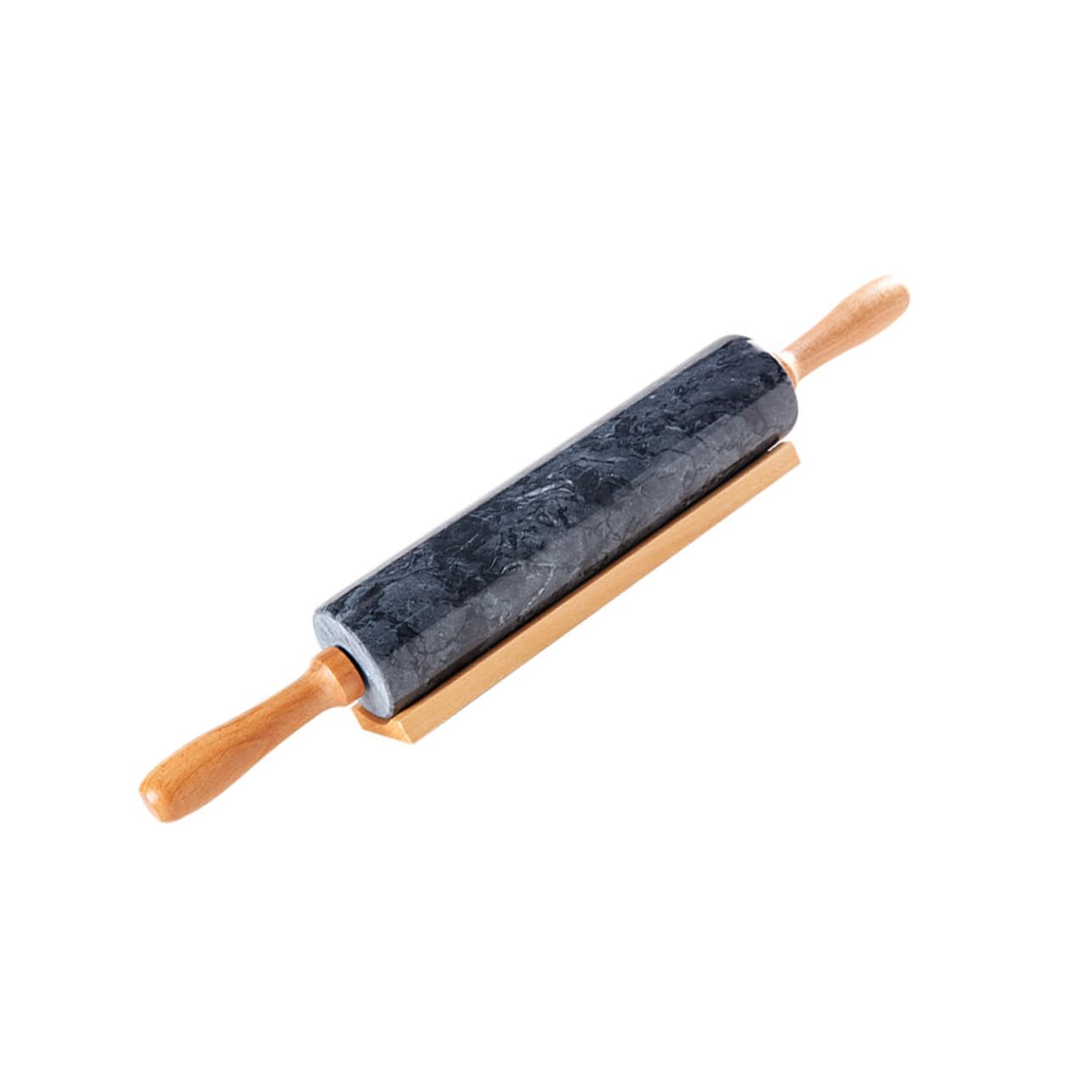 Zerodeko Rodillo de Mármol Natural con Mango de Madera para Pastelería Rodillo Antiadherente para Cocinas y Repostería