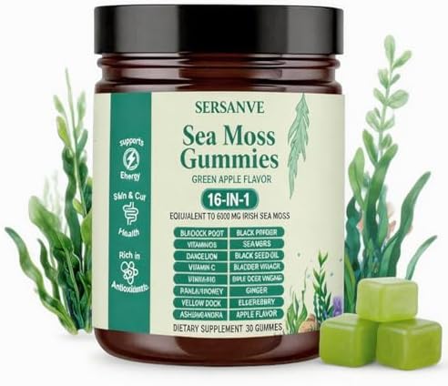 Sea Moss Gummies 16-in-1, with Black Seed Oil, Ashwagandha & Elde...