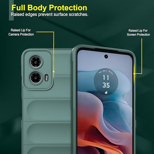 Image of amazon basics Back Case Cover for Motorola Moto G45 5G | Compatible for Motorola Moto G45 5G Back Cover | Liquid Silicon Magic Case with Camera Protection | Dark Green