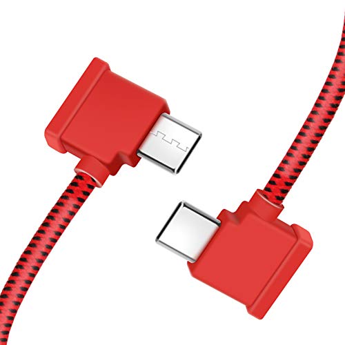 Hanatora 11.8 Inch USB C to USB C RC-N1\/N2 Remote Controller Cable for DJI Mavic 3,Mini 2,Air 3\/2\/2S,Nylon Braided 1FT OTG Tablet Phone Extension RC Data Cord Accessories(Type C Connector Red)